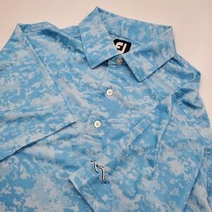 FootJoy Mens Blue White Digital Camo Golf Polo Shirt Size M Performance S/s